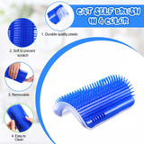 Cat Self Groomer Catnip  Dog Cat Toy Corner Groomer Wall Corner Scratcher Comb Grooming Massage Brush Blue - Close-Up Angle