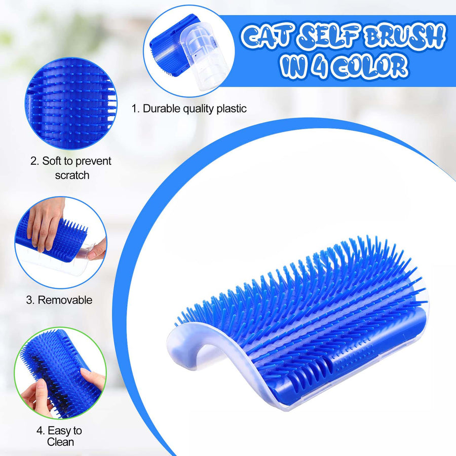 Cat Self Groomer Catnip Dog Cat Toy Corner Groomer Wall Corner Scratcher Comb Grooming Massage Brush Blue, image 7