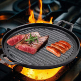 30cm Round Cast Iron Griddle Plate, BBQ Pan Cooking Griddle Grill for StoveF, Oven - Side View