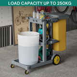 Commercial Hotel Restaurant Cleaning Cart 3-Shelf Commercial Janitorial Cart Housekeeping Cart - Front View