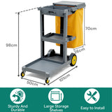 Commercial Hotel Restaurant Cleaning Cart 3-Shelf Commercial Janitorial Cart Housekeeping Cart - Side View