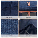 100L Cloth Storage Box Closet Organizer Storage Bags Clothes Storage Bags Wardrobe Organizer Idea Grey Blue - Top-Down View