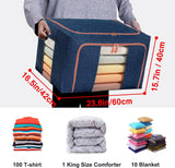 100L Cloth Storage Box Closet Organizer Storage Bags Clothes Storage Bags Wardrobe Organizer Idea Grey Blue - 45-Degree Angle
