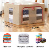 100L Cloth Storage Box Closet Organizer Storage Bags Clothes Storage Bags Wardrobe Organizer Idea CREAM - Front View