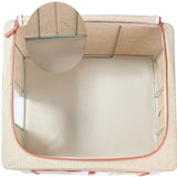 100L Cloth Storage Box Closet Organizer Storage Bags Clothes Storage Bags Wardrobe Organizer Idea CREAM - Top-Down View