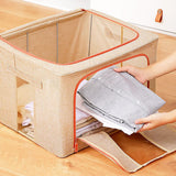 100L Cloth Storage Box Closet Organizer Storage Bags Clothes Storage Bags Wardrobe Organizer Idea CREAM - Close-Up Angle