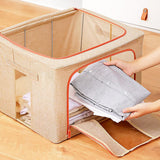 24L Cloth Storage Box Closet Organizer Storage Bags Clothes Storage Bags Wardrobe Organizer Idea CREAM