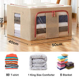 66L Cloth Storage Box Closet Organizer Storage Bags Clothes Storage Bags Wardrobe Organizer Idea CREAM - Front View