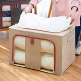 66L Cloth Storage Box Closet Organizer Storage Bags Clothes Storage Bags Wardrobe Organizer Idea CREAM - Side View