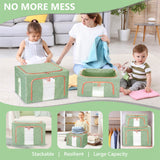 66L Cloth Storage Box Closet Organizer Storage Bags Clothes Storage Bags Wardrobe Organizer Idea GREEN - Front View