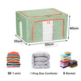 66L Cloth Storage Box Closet Organizer Storage Bags Clothes Storage Bags Wardrobe Organizer Idea GREEN - Top-Down View