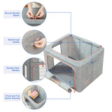 24L Cloth Storage Box Closet Organizer Storage Bags Clothes Storage Bags Wardrobe Organizer Idea Grey - Front View