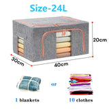 24L Cloth Storage Box Closet Organizer Storage Bags Clothes Storage Bags Wardrobe Organizer Idea Grey - Side View