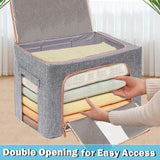 24L Cloth Storage Box Closet Organizer Storage Bags Clothes Storage Bags Wardrobe Organizer Idea Grey - Rear View