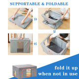 24L Cloth Storage Box Closet Organizer Storage Bags Clothes Storage Bags Wardrobe Organizer Idea Grey - Close-Up Angle