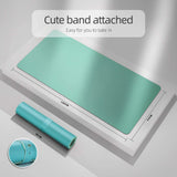 Green 120cm*60cm Dual Side Office Desk Pad Waterproof PU Leather Computer Mouse Pad - Side View