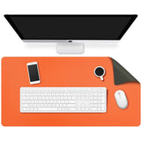 Orange 120cm*60cm Dual Side Office Desk Pad Waterproof PU Leather Computer Mouse Pad - Front View