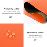 Orange 120cm*60cm Dual Side Office Desk Pad Waterproof PU Leather Computer Mouse Pad - Side View