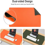 Orange 120cm*60cm Dual Side Office Desk Pad Waterproof PU Leather Computer Mouse Pad - 45-Degree Angle