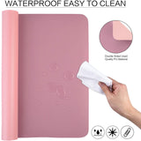 Pink 120cm*60cm Dual Side Office Desk Pad Waterproof PU Leather Computer Mouse Pad - Top-Down View