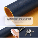 Dark Blue 120cm*60cm Dual Side Office Desk Pad Waterproof PU Leather Computer Mouse Pad - Top-Down View