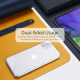 Dark Blue 120cm*60cm Dual Side Office Desk Pad Waterproof PU Leather Computer Mouse Pad - 45-Degree Angle