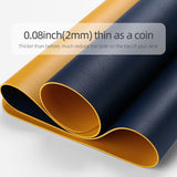 Dark Blue 120cm*60cm Dual Side Office Desk Pad Waterproof PU Leather Computer Mouse Pad - Close-Up Angle
