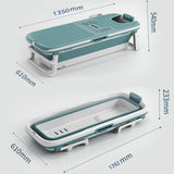 Foldable 135cm Large Massage Bathtub Portable Bath Tub with Drain for adult - Front View