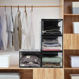 Large Shoe Storage Boxes Stackable Shoe Box Organisers Containers Display Cases Bins Magnetic Door - 45-Degree Angle