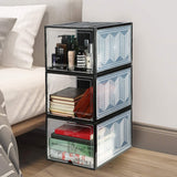 Large Shoe Storage Boxes Stackable Shoe Box Organisers Containers Display Cases Bins Magnetic Door - Low Angle