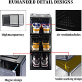 Large Shoe Storage Boxes Stackable Shoe Box Organisers Containers Display Cases Bins Magnetic Door - Extra Image