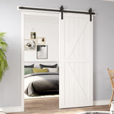 1.8m Heavy Duty Sliding Barn Single Door Hardware Kit Damper Track Rail Roller System - Side View