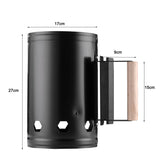 Fast Fire Starter Bucket BBQ Charcoal Chimney Starter Stainless Steel Easy Start Fire - Rear View