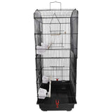 92cm Large Portable Wire Bird Cage Birdcage  Parrot Cage Wooden Stand Pole Feeding Cup Black - Side View