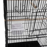 92cm Large Portable Wire Bird Cage Birdcage  Parrot Cage Wooden Stand Pole Feeding Cup Black - Top-Down View