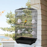 92cm Large Portable Wire Bird Cage Birdcage  Parrot Cage Wooden Stand Pole Feeding Cup Black - 45-Degree Angle