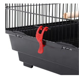 92cm Large Portable Wire Bird Cage Birdcage  Parrot Cage Wooden Stand Pole Feeding Cup Black - Extra Image