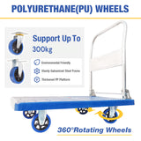 300kg Foldable Warehouse Platform Trolley Truck Dolly Platform Cart Swivel Wheels Moving Cart Flatbed - Extra Image