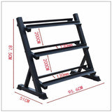 3-Tier Dumbbell Holder Rack Multilevel Weight Storage Organizer for Home Gym - Side View