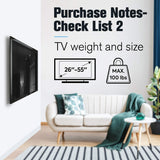 Ultra-Slim Fixed TV Wall Mount Bracket for 26-55 Inch Screens, Supports Up to 165lbs - 45-Degree Angle