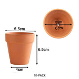 10x 6cm Flower Pot Pots Clay Ceramic Plant Drain Hole Succulent Cactus Nursery Planter - Front View