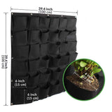 36 Pockets Wall Hanging Planter Planting Grow Bag Vertical Garden Vegetable Flower Black - Rear View