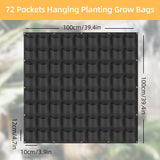 72 Pockets Wall Hanging Planter Planting Grow Bag Vertical Garden Vegetable Flower Black - Front View
