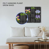 9 Pockets Wall Hanging Planter Planting Grow Bag Vertical Garden Vegetable Flower Black - Front View