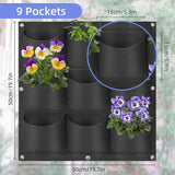 9 Pockets Wall Hanging Planter Planting Grow Bag Vertical Garden Vegetable Flower Black - Side View