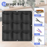 9 Pockets Wall Hanging Planter Planting Grow Bag Vertical Garden Vegetable Flower Black - 45-Degree Angle