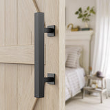 30cm Pull and Flush Barn Door Handle Square Handles set of Frosted Black Surface Square - Front View