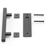 30cm Pull and Flush Barn Door Handle Square Handles set of Frosted Black Surface Square - 45-Degree Angle