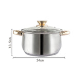 12Piece Cookware Set  Kitchen Stainless Steel Stock Pot Pan Sets Saucepan Casserole kettle - Top-Down View