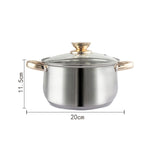 12Piece Cookware Set  Kitchen Stainless Steel Stock Pot Pan Sets Saucepan Casserole kettle - Close-Up Angle